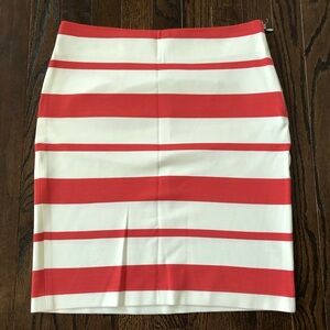 Banana Republic Women’s 2 Coral Orange/White Striped Pencil Mini Skirt - EUC!